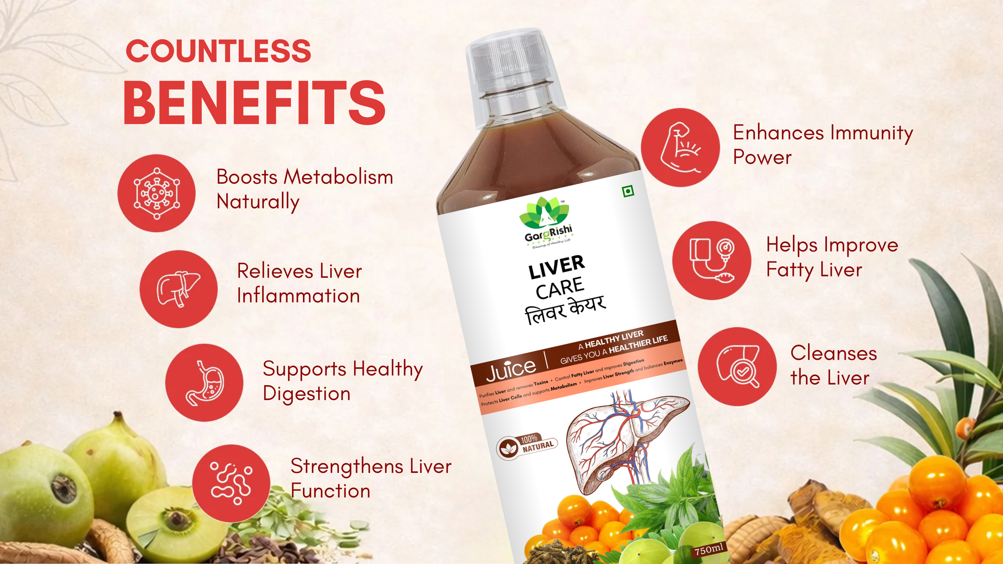 Liver Care Juice – Detoxifies, Repairs & Strengthens Liver Naturally & Fatty Liver Support | 750ml
