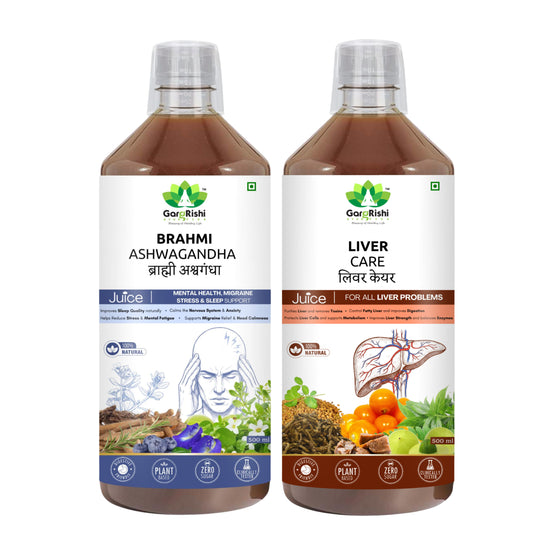 Brahmi Ashwagandha & Liver Care Juice Combo (500ml + 500ml)