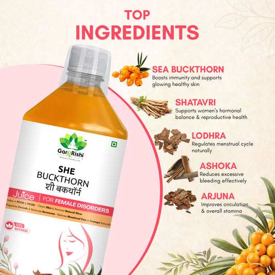 She Buckthorn Juice – Natural Support for PCOD, PCOS & Regular Period Cycle